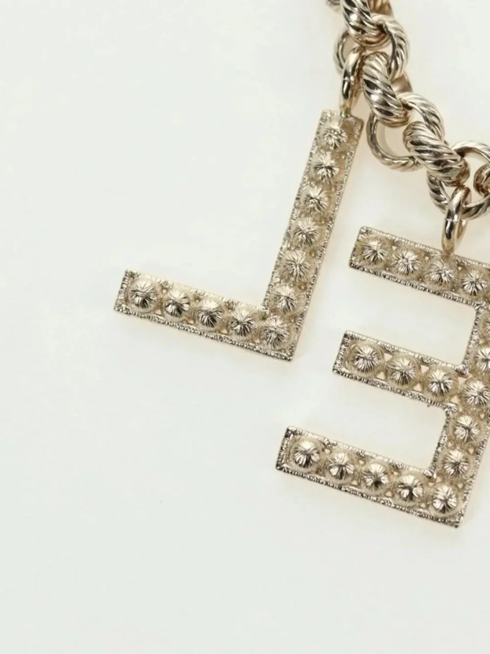 CHANEL Logo Bracelet metal Champagne Gold CC Auth 178800SM